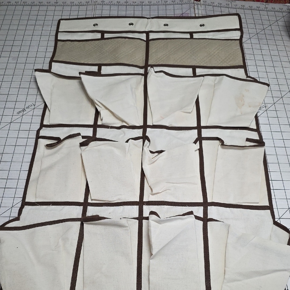 Hanging Shoe Organizer with Brown Trim